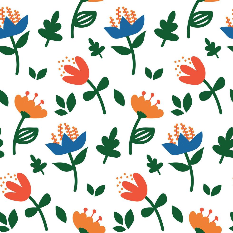 naadloos botanisch patroon met hand- getrokken bloemen en bladeren. omhulsel papier. abstract bloemen textuur. vector