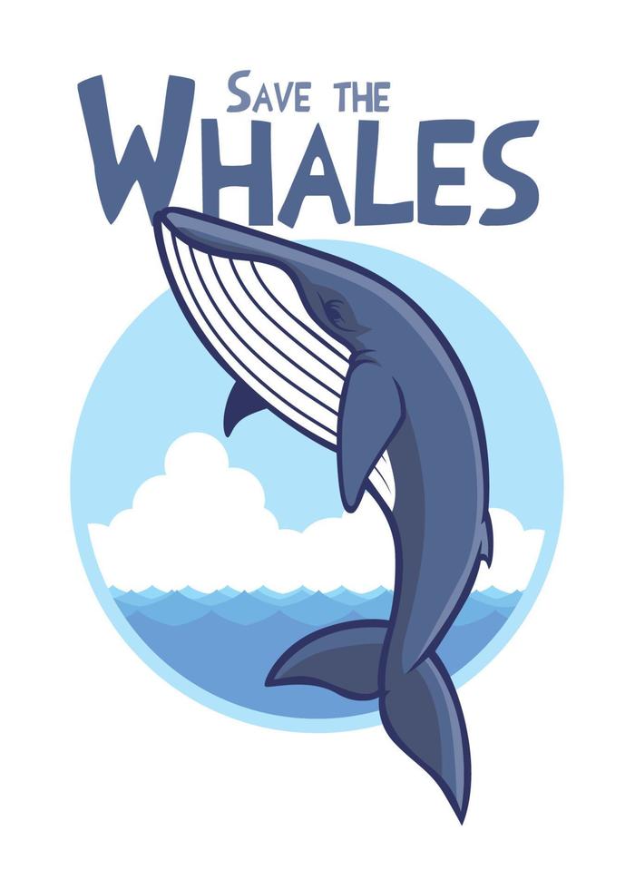 opslaan de blauw walvis vector