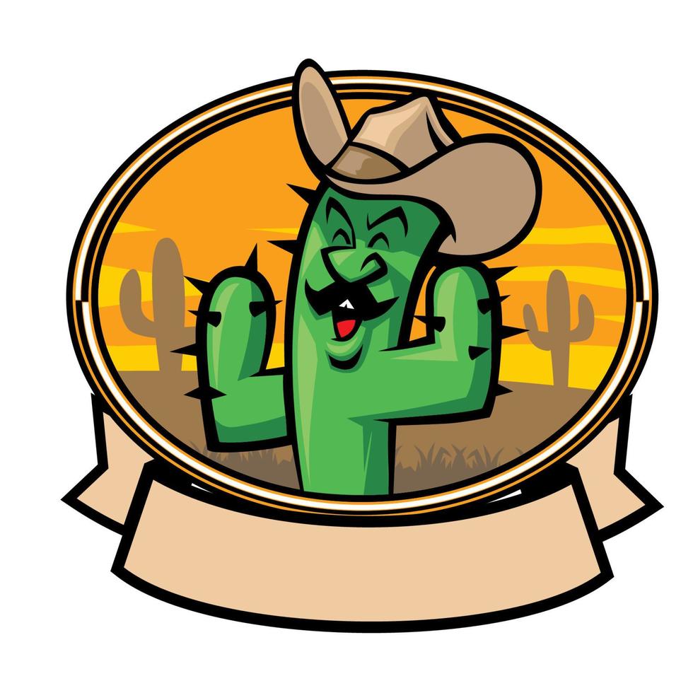 cactus cowboy tekenfilm vector