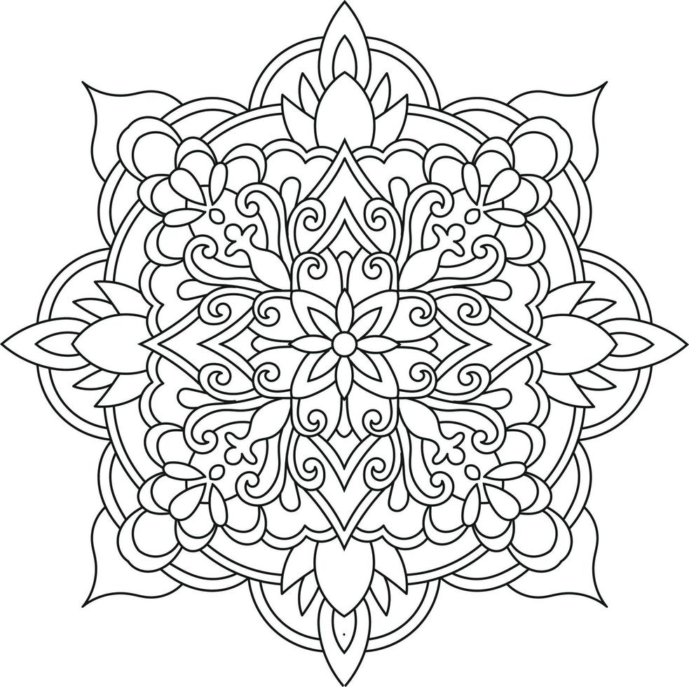 mandala lijn kunst ontwerp, kleur boek bladzijde vector