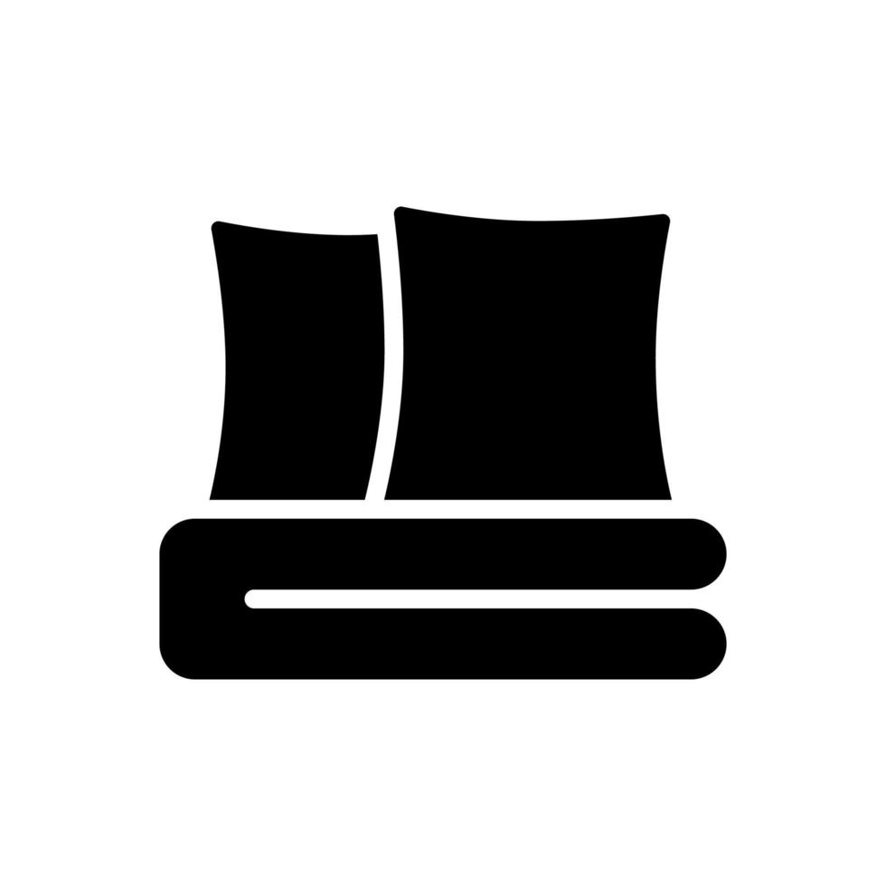 beddengoed reeks zwart glyph icoon. lakens en kussens. zacht textiel. sprei. modern hedendaags huis meubilair op te slaan. silhouet symbool Aan wit ruimte. solide pictogram. vector geïsoleerd illustratie