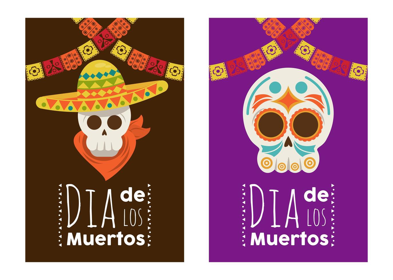 dia de los muertos poster met mariachis schedels vector