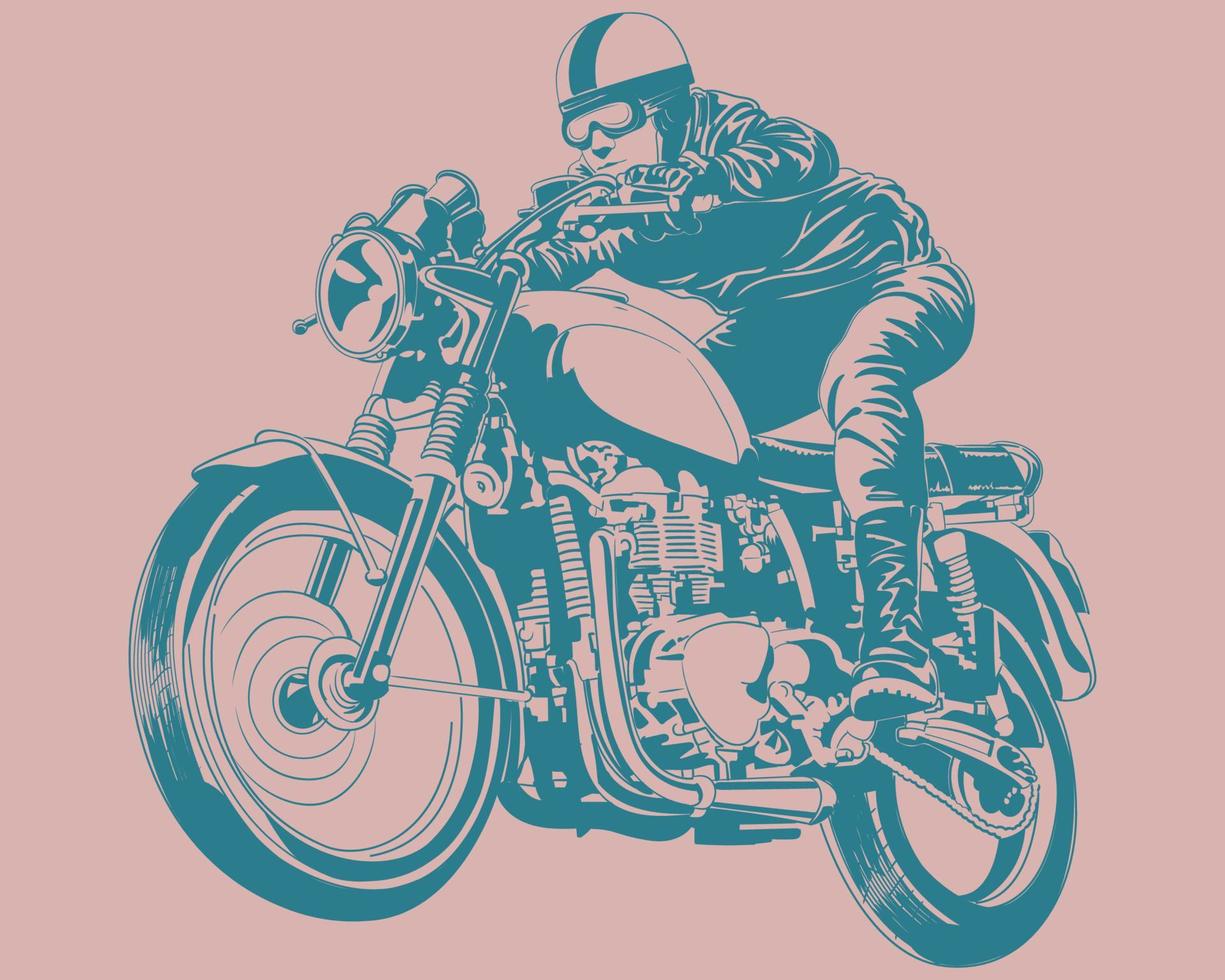 rijden een cafe renner motorfiets illustratie vector