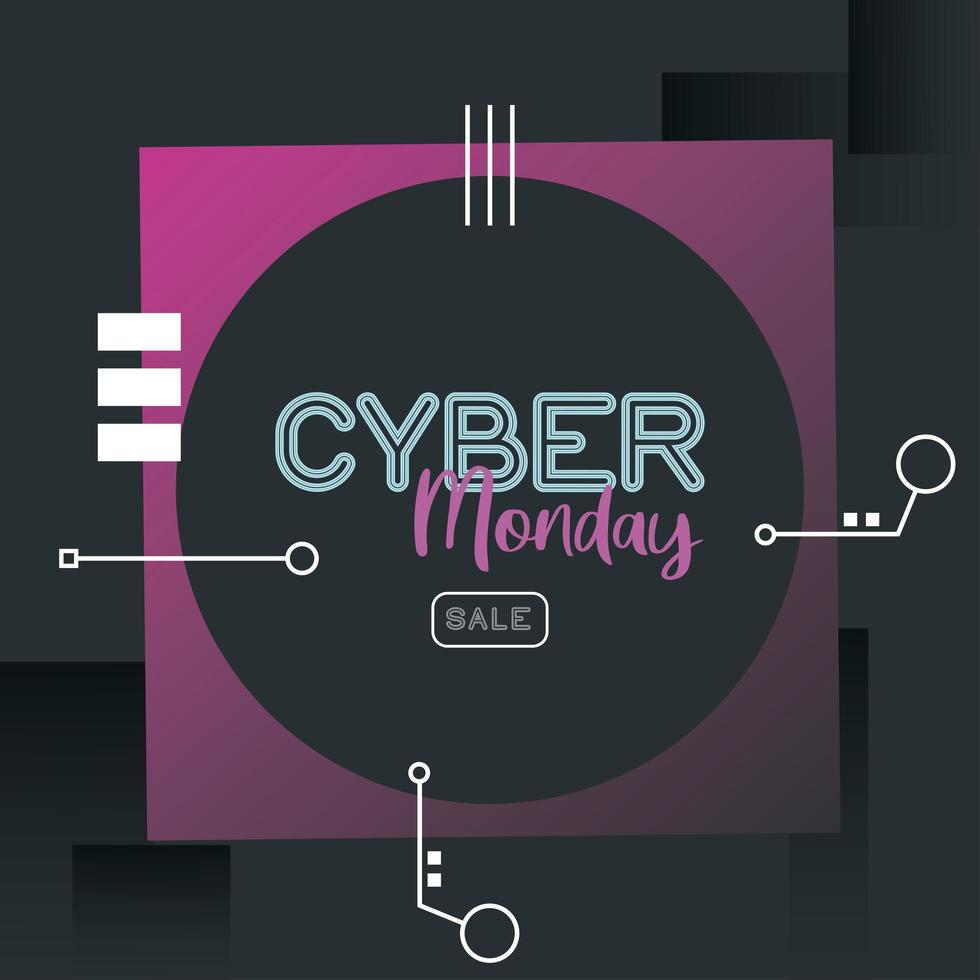 cyber maandag verkoop poster met cirkelvormig frame vector