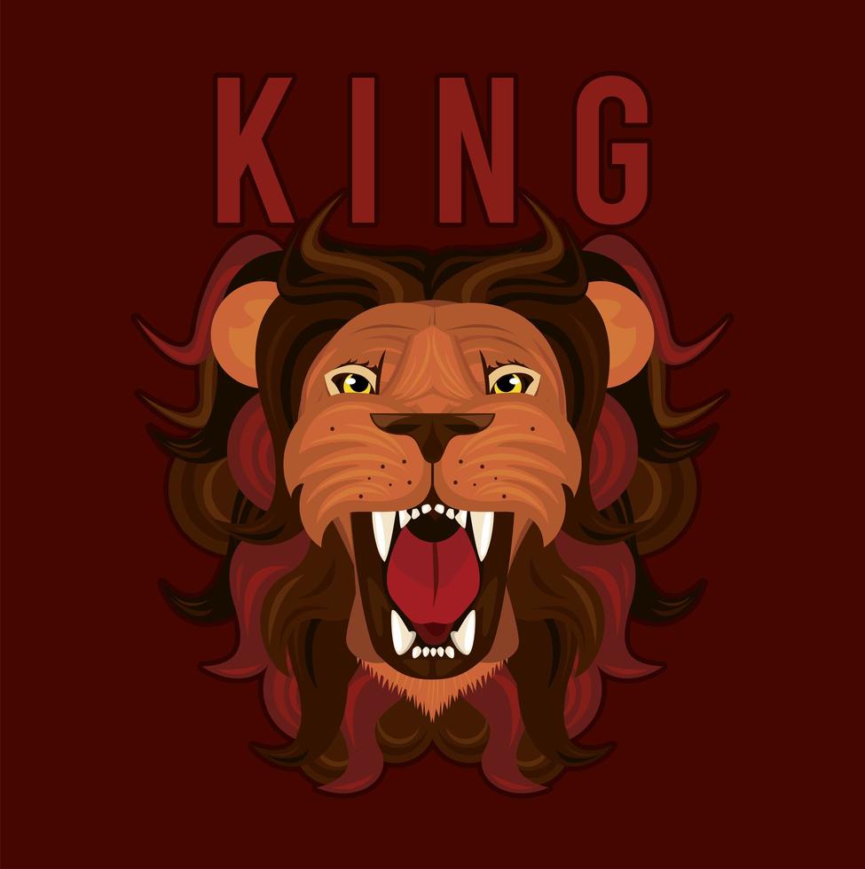 hoofd van leeuw in rode achtergrond kleurrijke pictogram vector