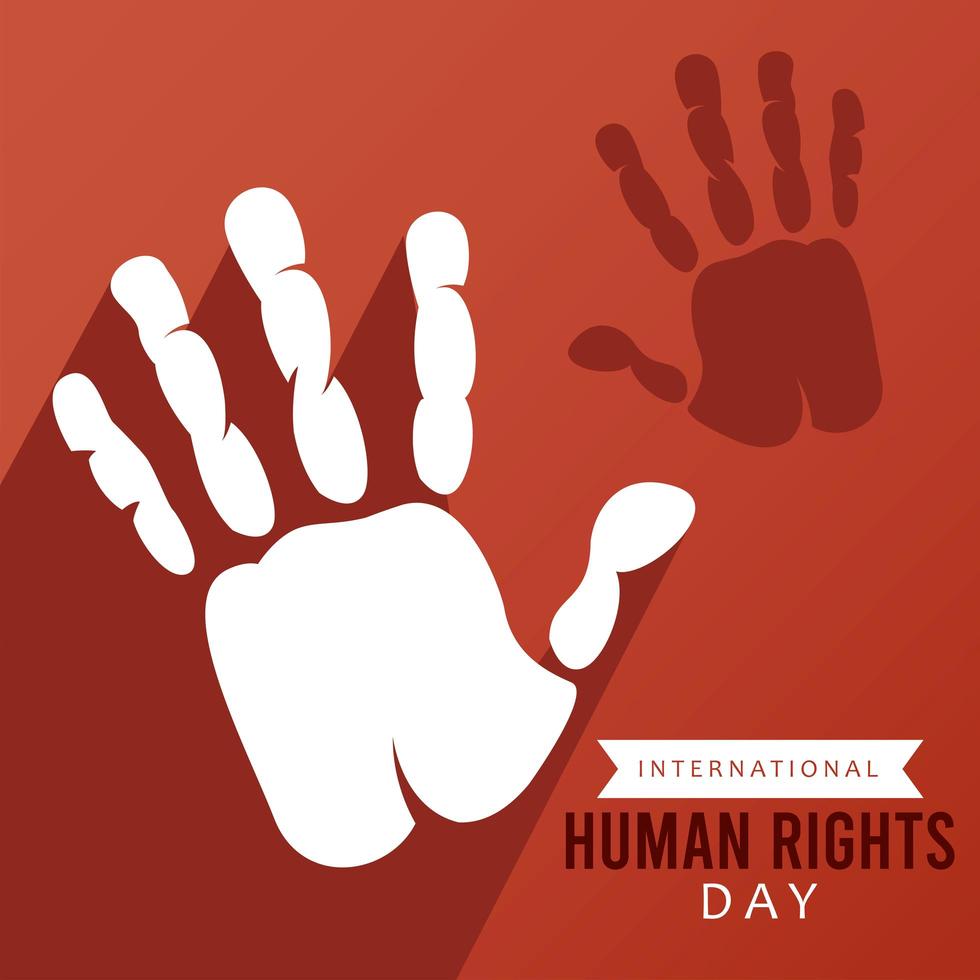mensenrechten dag poster met handafdruk en schaduw vector