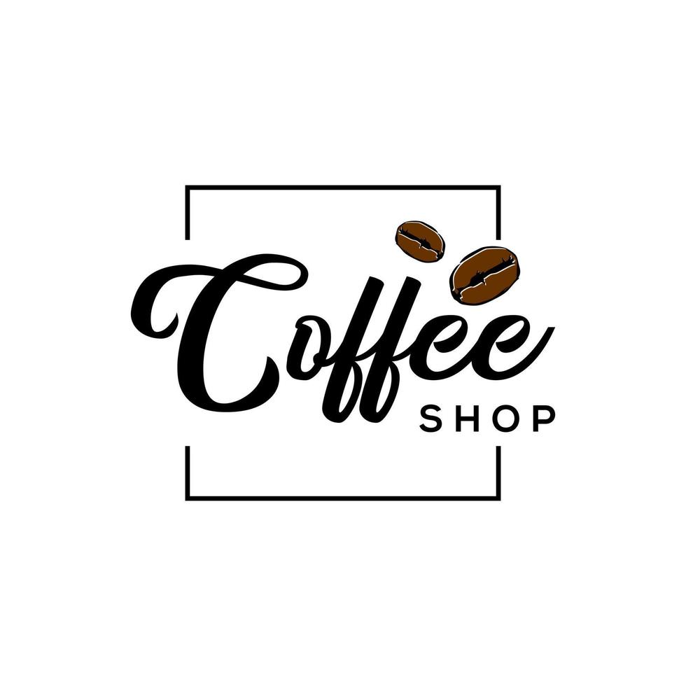 gemakkelijk koffie winkel logo ontwerp sjabloon in plein kader vector