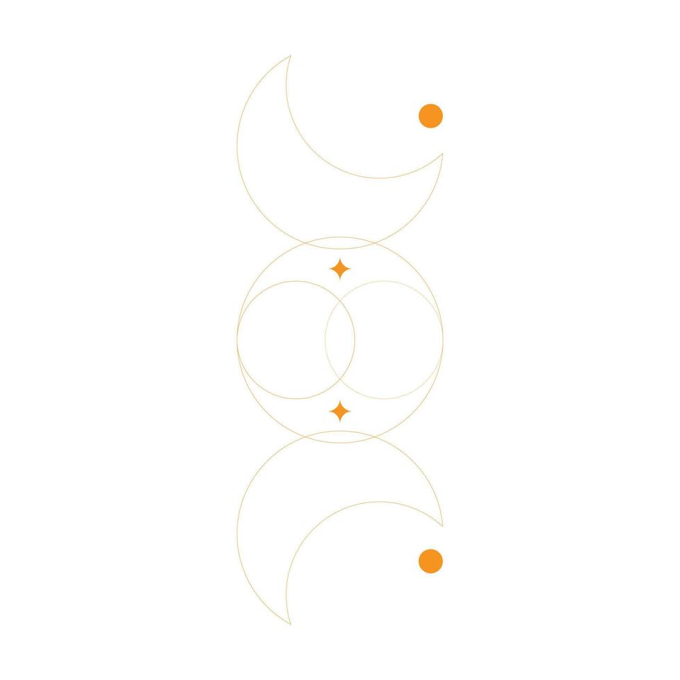 eps10 oranje vector abstract lijn kunst van maan met schijnend sterren geïsoleerd Aan wit achtergrond
