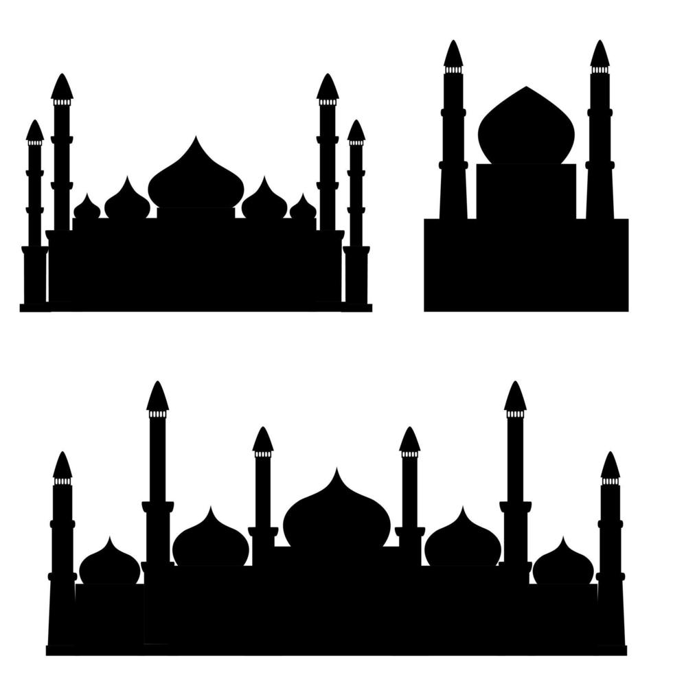 reeks van zwart moskee silhouet voor Islamitisch decoratie vector