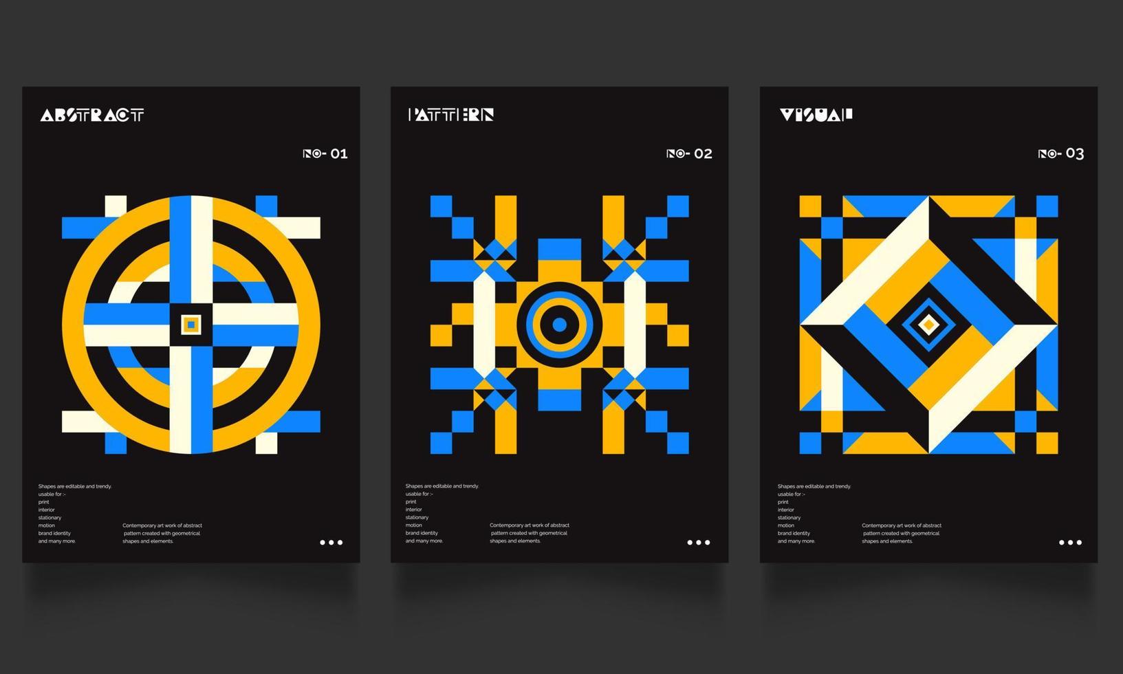 reeks van abstract retro covers achtergronden met meetkundig vorm geven aan. kleurrijk geometrie achtergronden, van toepassing voor omslag, poster, kaart ontwerp vector