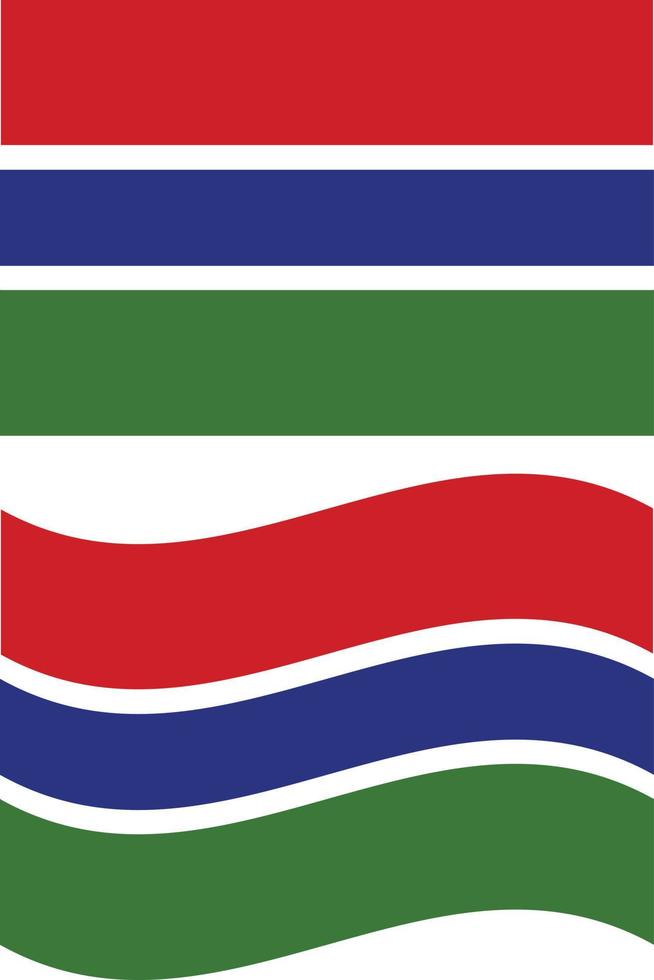 golvend vlag van Gambia. Gambia vlag Aan wit achtergrond. vlak stijl. vector
