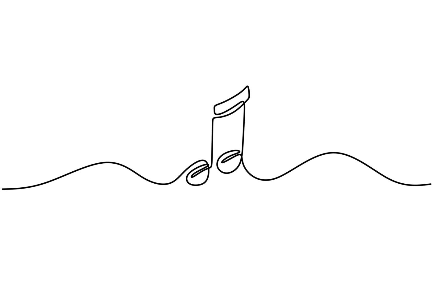 hele notitie vectorillustratie, enkele tekenstijl van een doorlopende lijn. minimalisme teken en symbool van muziek. vector