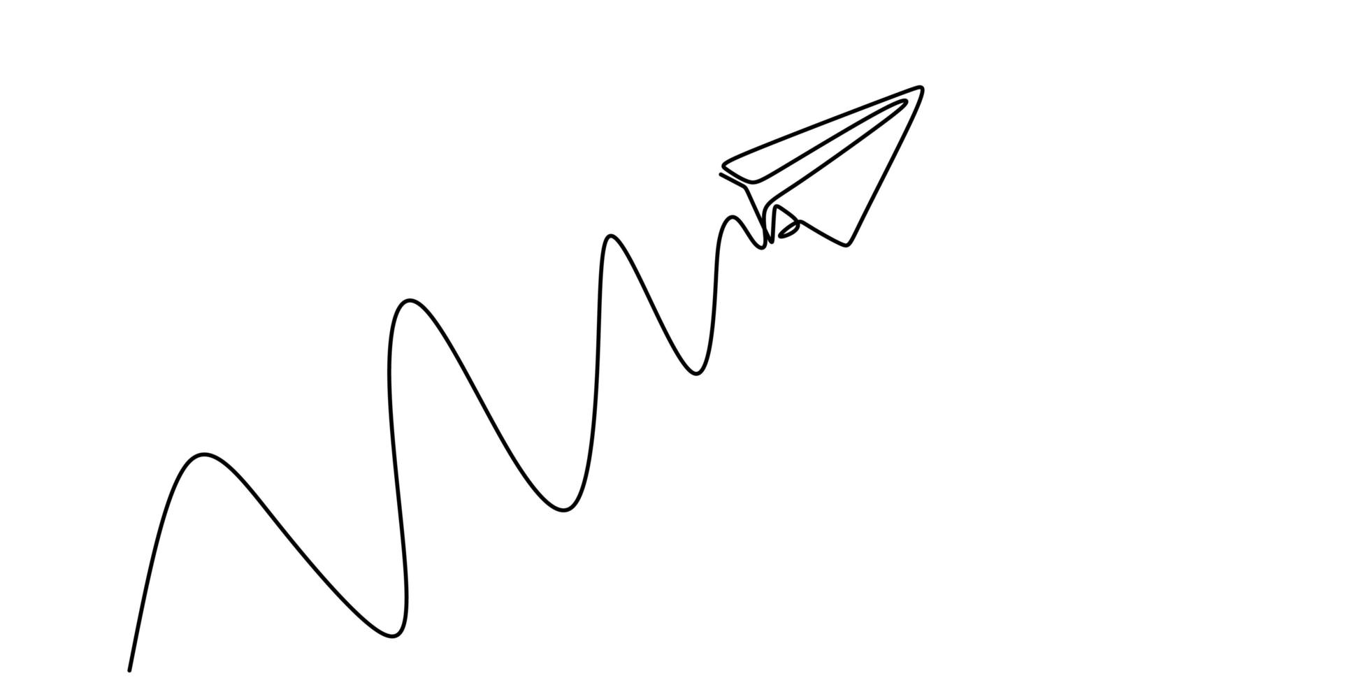 papier vliegtuig continu één lijntekening, minimalisme vectorillustratie. symbool van creatief en reizen vector