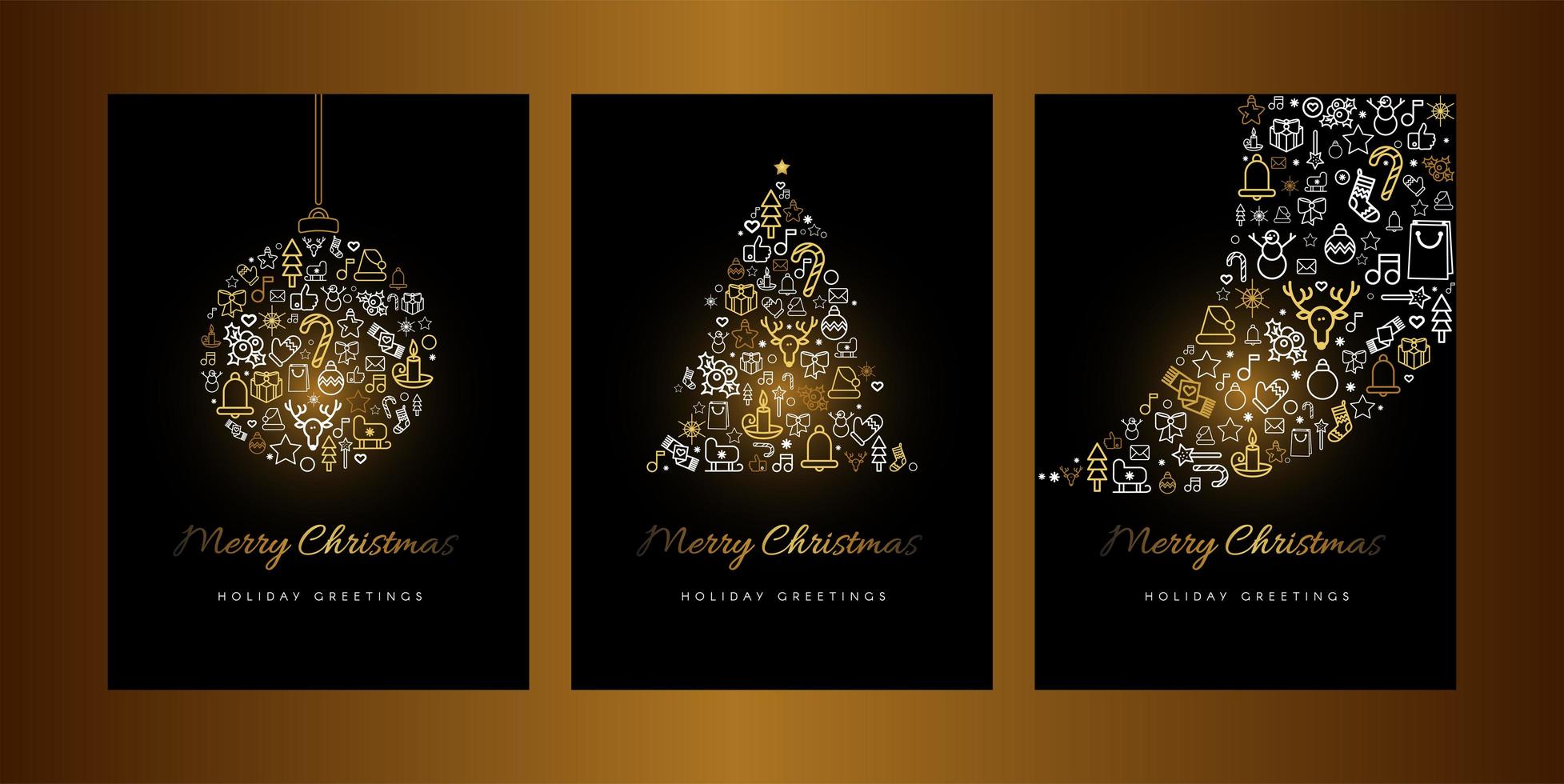 Merry Christmas wenskaart vector sjabloon set