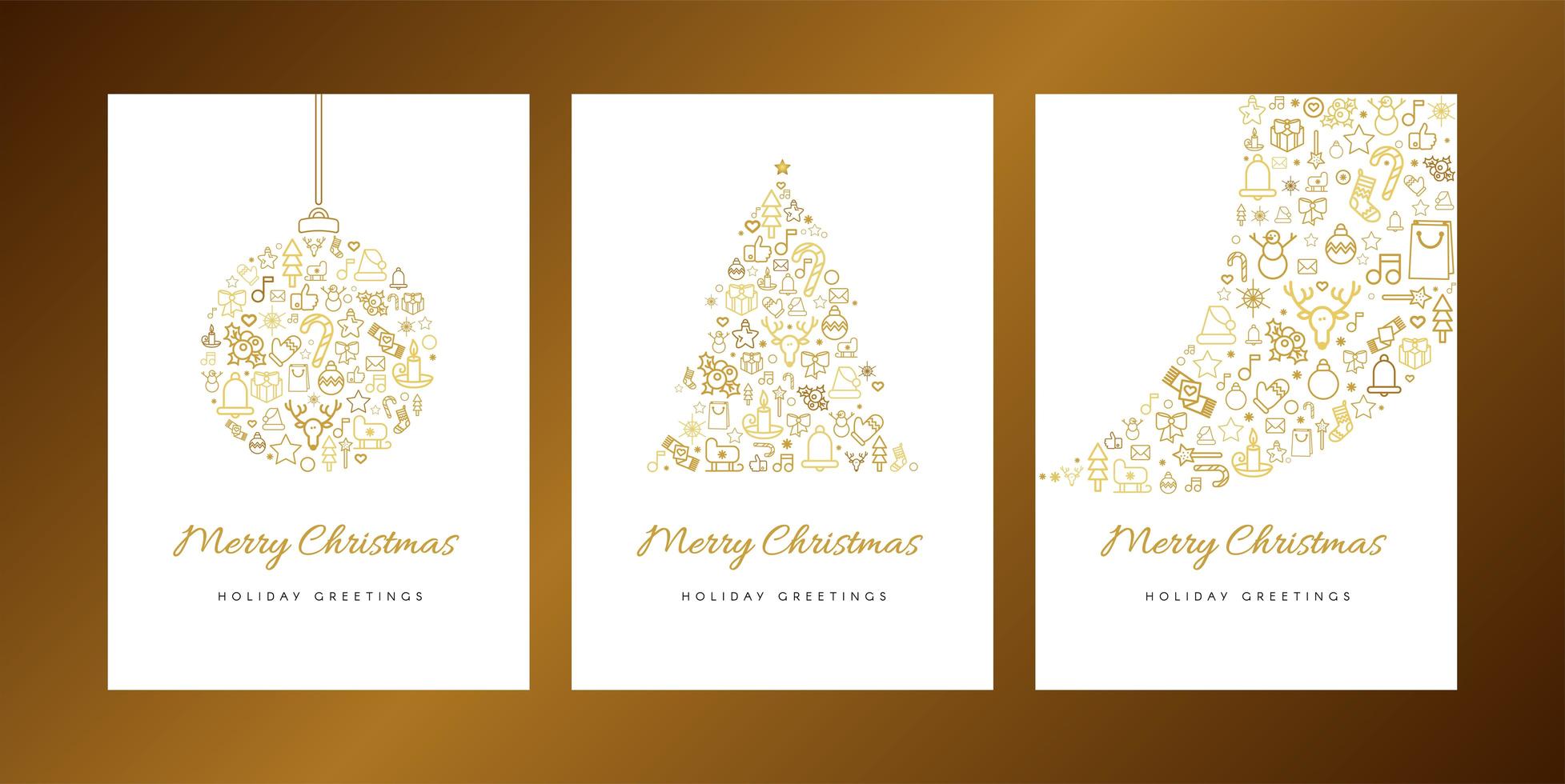 Merry Christmas wenskaart vector sjabloon set