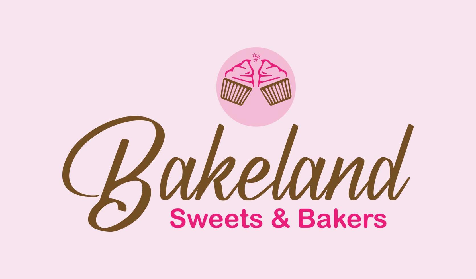 bakkerijlogo in vlak stijl, gemakkelijk bakkerij logo ontwerp met cupcakes vector