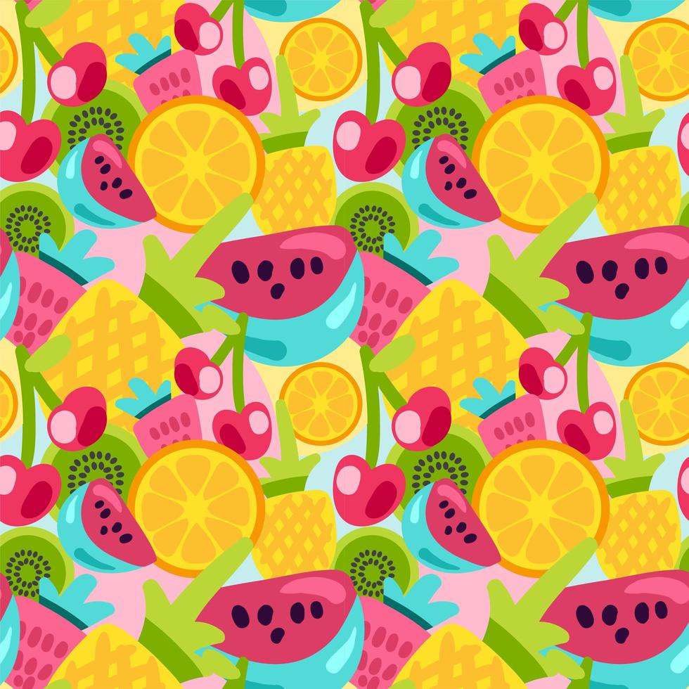 zomerfruit patronen in heldere cartoon-stijl vector