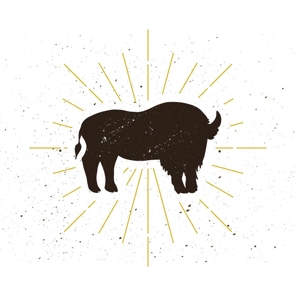 retro staande bizon silhouet logo vector