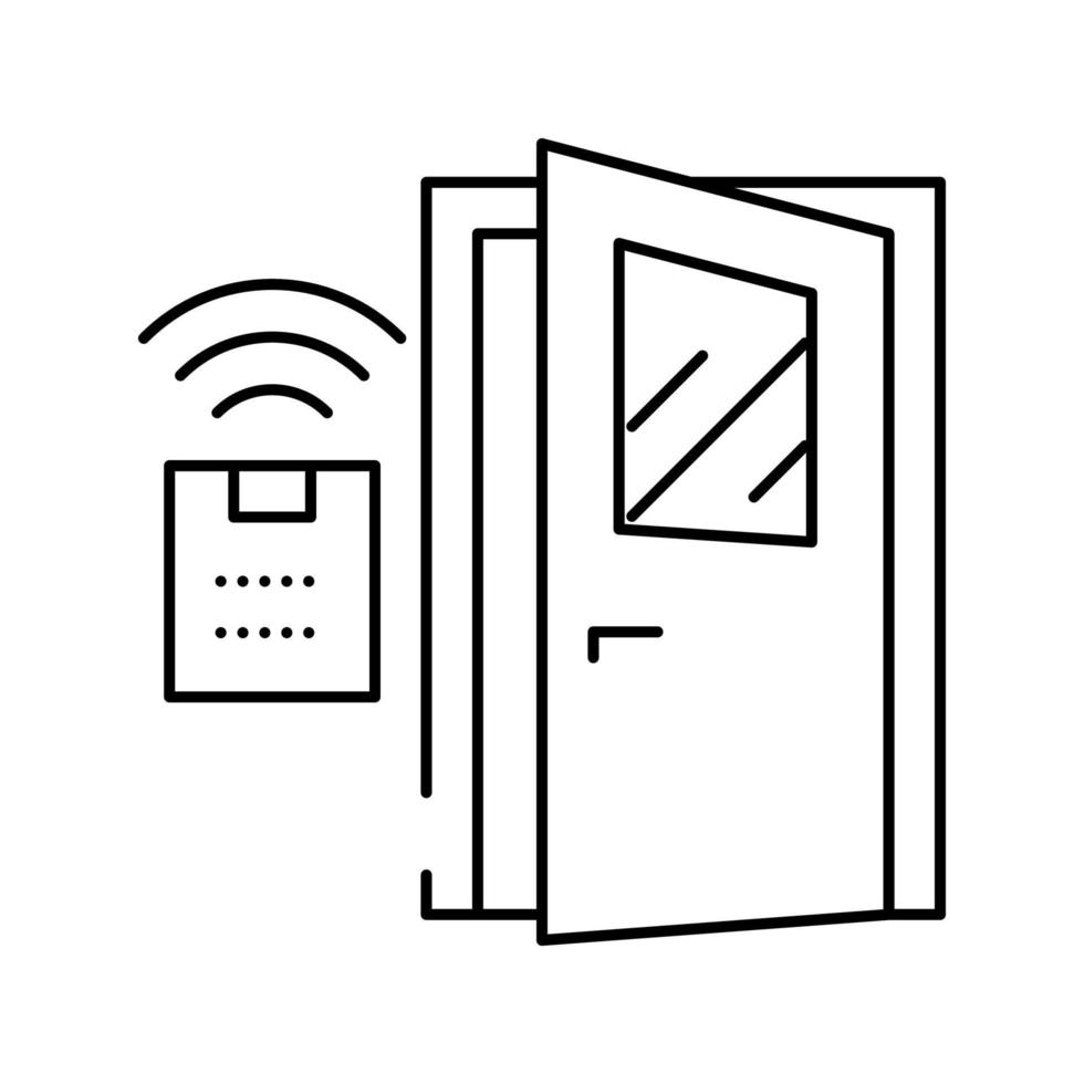 toegangssysteem smart home, externe open deur lijn pictogram vectorillustratie vector