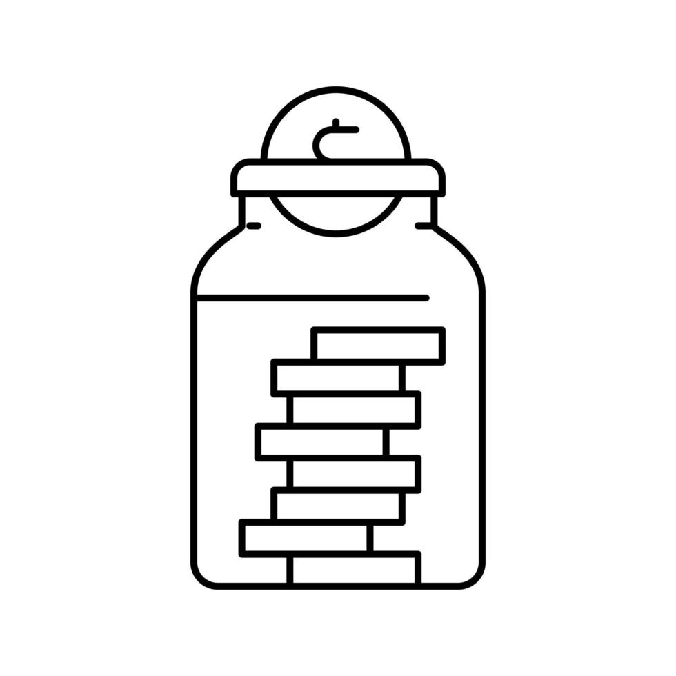 munt verzamelen in fles lijn pictogram vectorillustratie vector