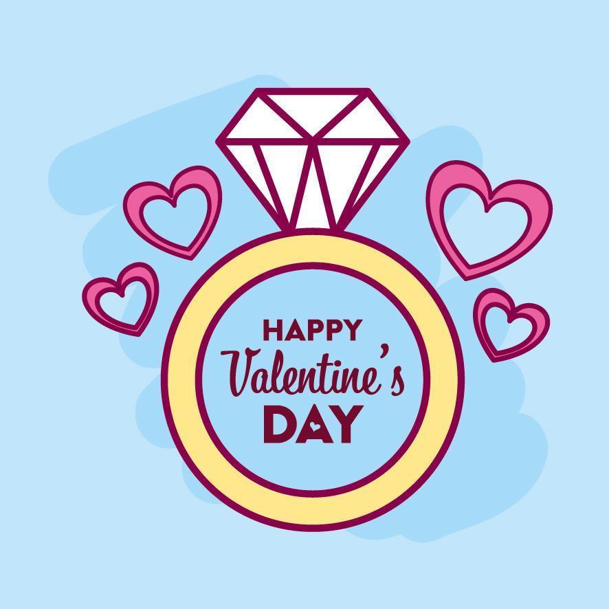 Valentijnsdag ontwerp met diamanten ring vector