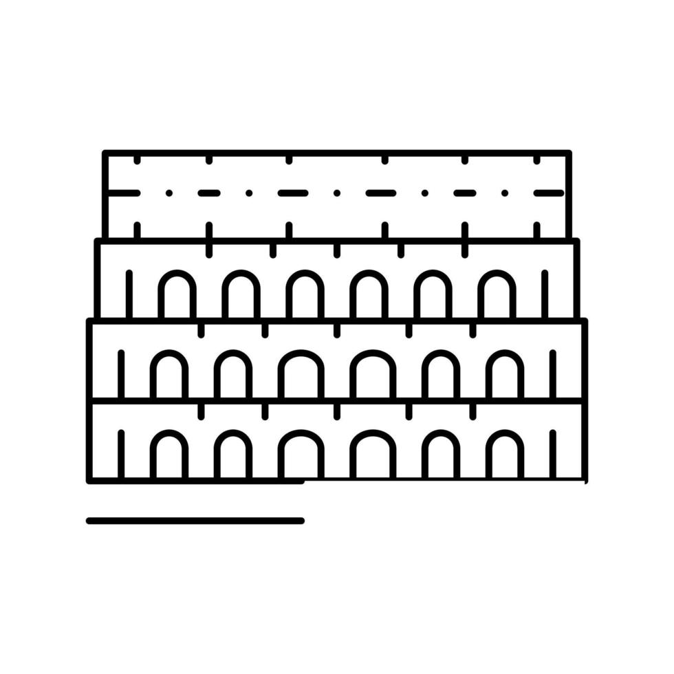 colosseum roma middeleeuwse bouw lijn pictogram vectorillustratie vector