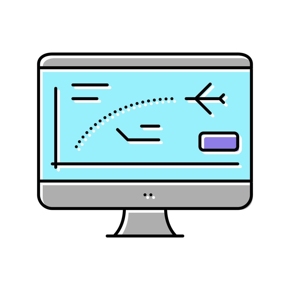 vliegpad computer simulator kleur pictogram vectorillustratie vector