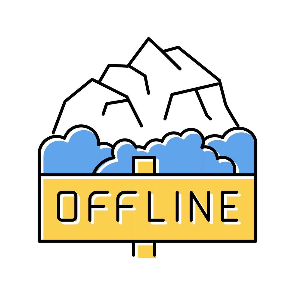 offline berg reizen kleur pictogram vectorillustratie vector