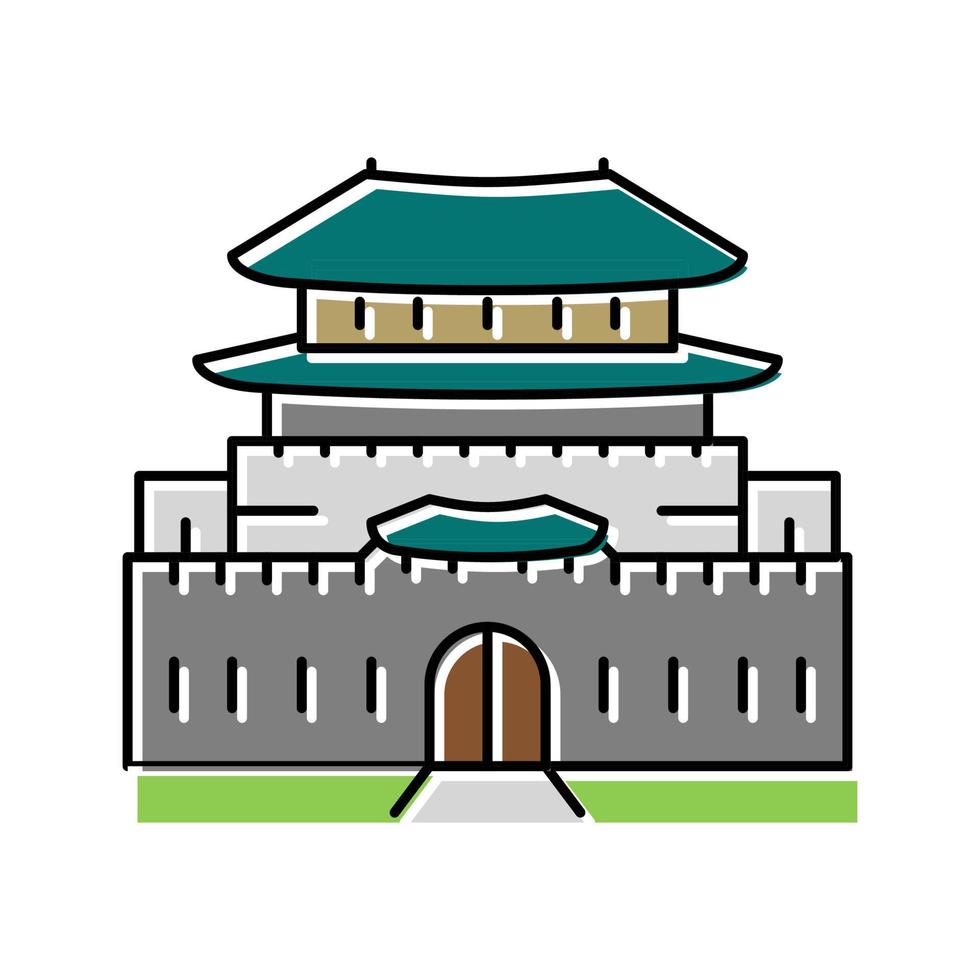 hwaseong fort kleur pictogram vectorillustratie vector