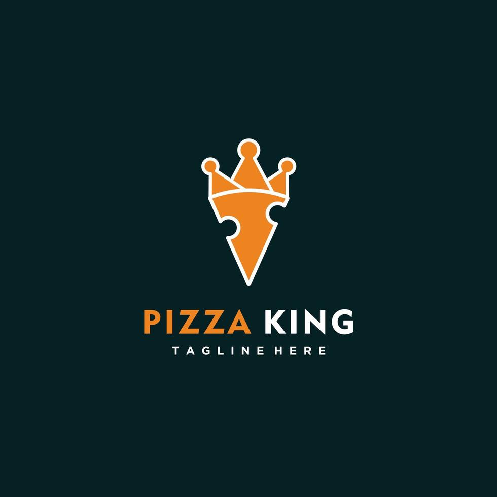 pizza koning kroon combinatie logo ontwerp vector grafisch