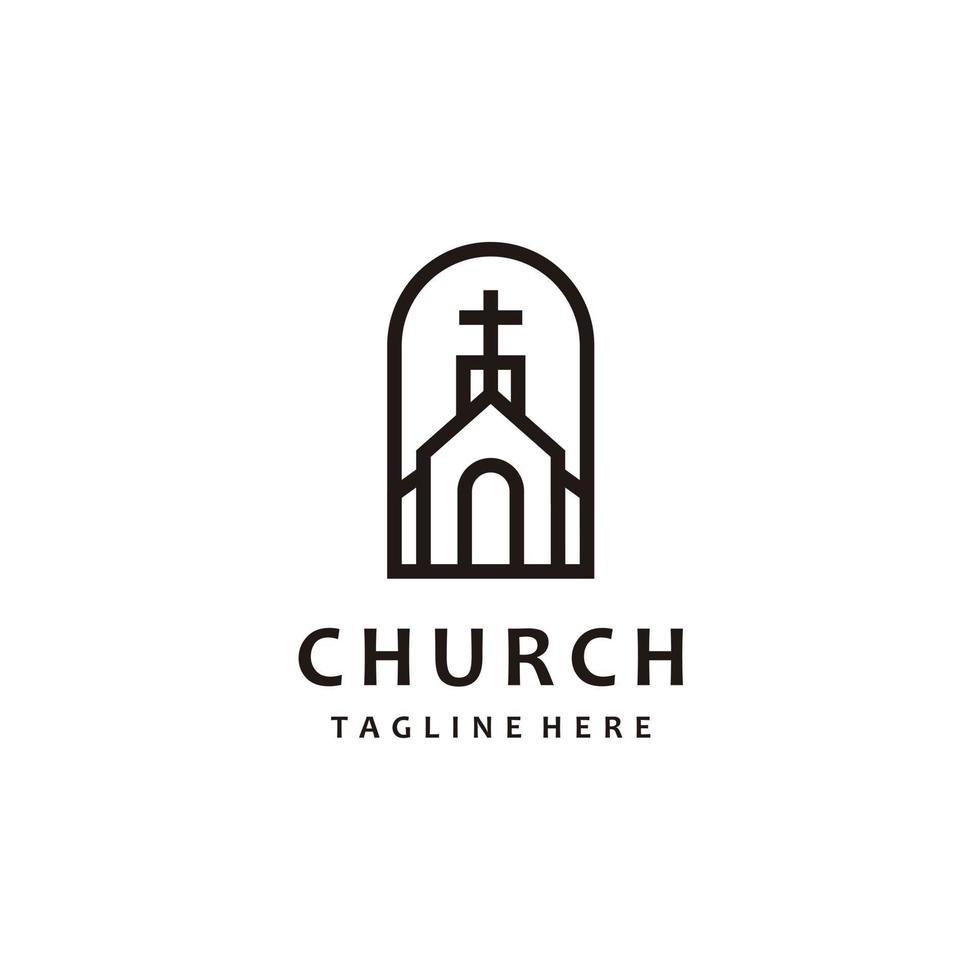 christen kerk kruis Evangelie lijn kunst logo ontwerp inspiratie vector