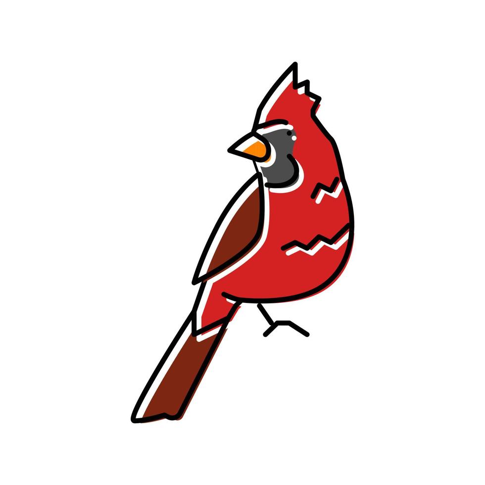 noordelijk kardinaal vogel exotisch kleur icoon vector illustratie