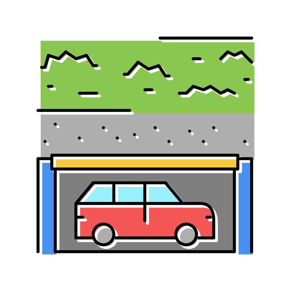 ondergrondse parkeergarage kleur pictogram vectorillustratie vector