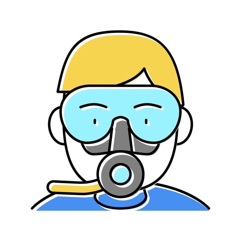 duiker masker en adem gereedschap kleur pictogram vectorillustratie vector