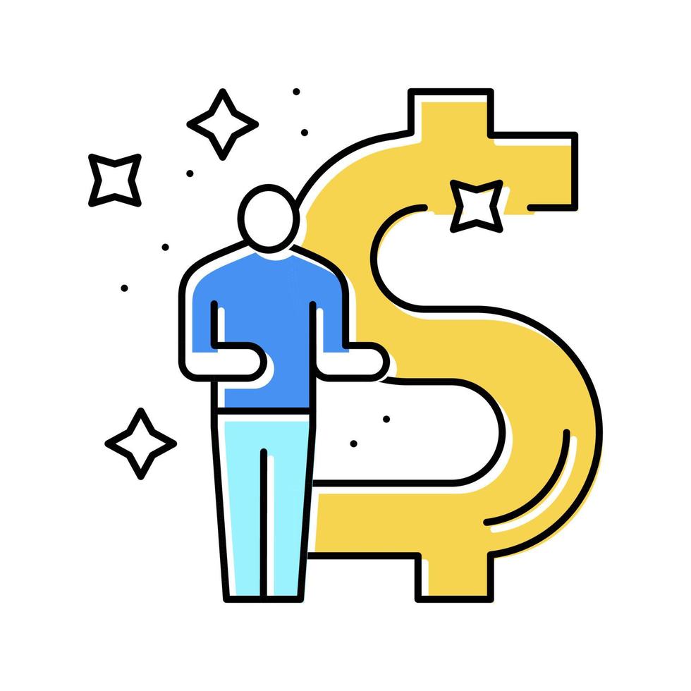 zakenman financieel vrijheid geld kleur icoon vector illustratie