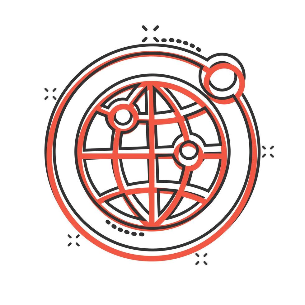 aarde planeet icoon in grappig stijl. wereldbol geografisch tekenfilm vector illustratie Aan wit geïsoleerd achtergrond. globaal communicatie plons effect bedrijf concept.