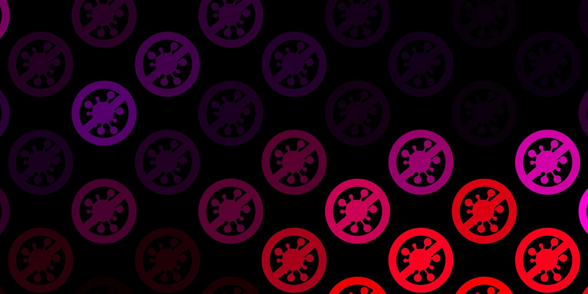 donkerpaars, roze vectorpatroon met coronaviruselementen. vector