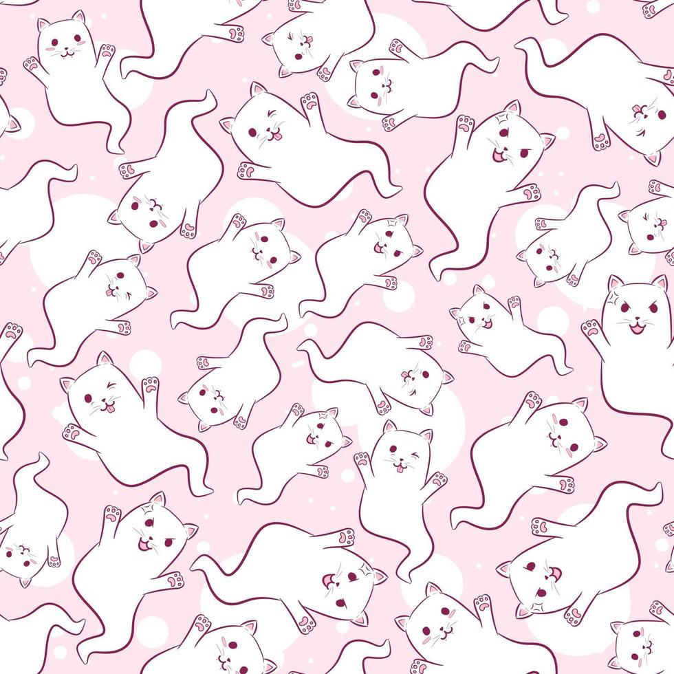 kawaii naadloos patroon met spookkatten voor kinderen en baby's vector