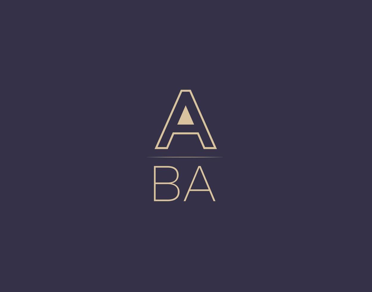 ABA brief logo ontwerp modern minimalistische vector afbeeldingen