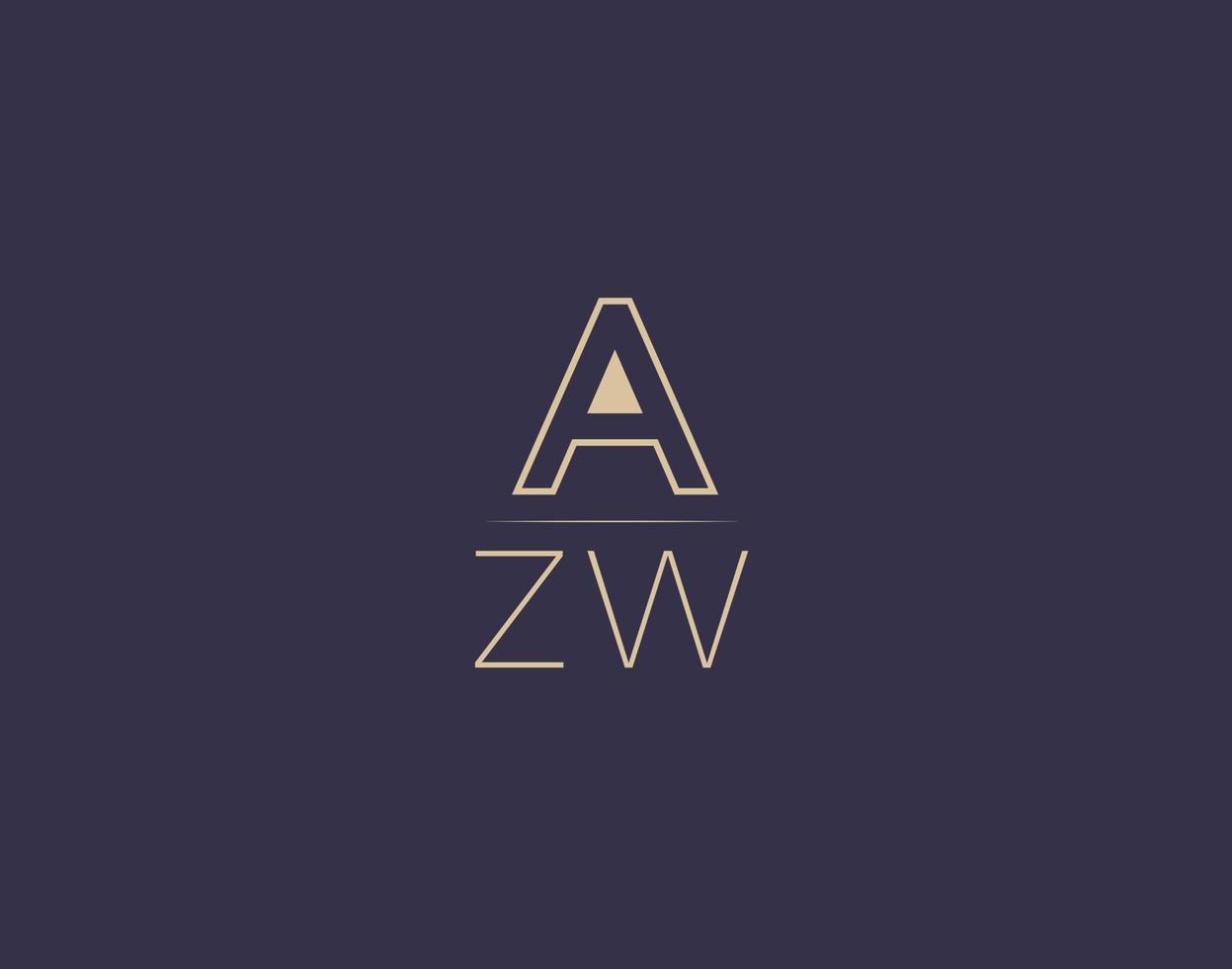azw brief logo ontwerp modern minimalistische vector afbeeldingen