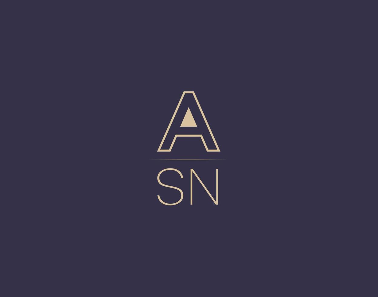 asn brief logo ontwerp modern minimalistische vector afbeeldingen