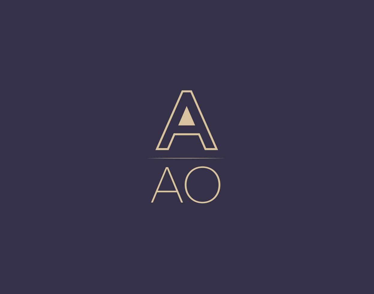 aao brief logo ontwerp modern minimalistische vector afbeeldingen