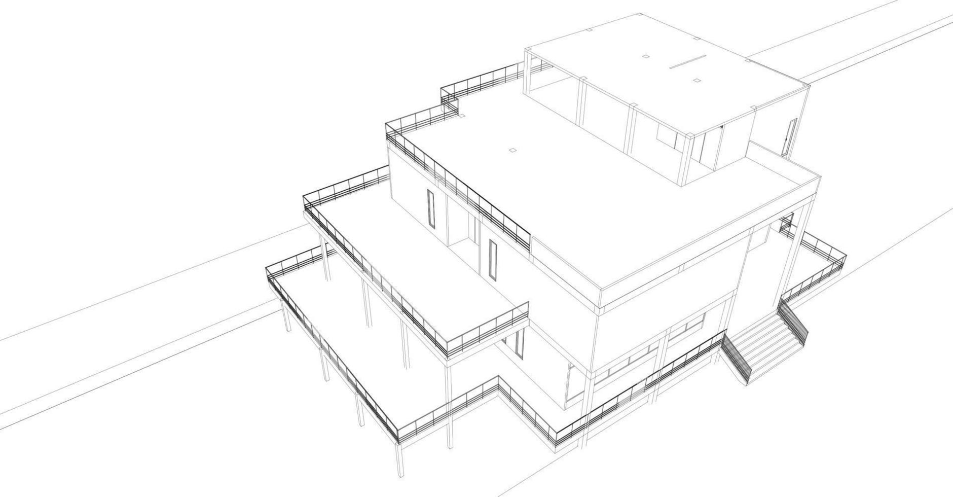 3d illustratie van gebouw project vector