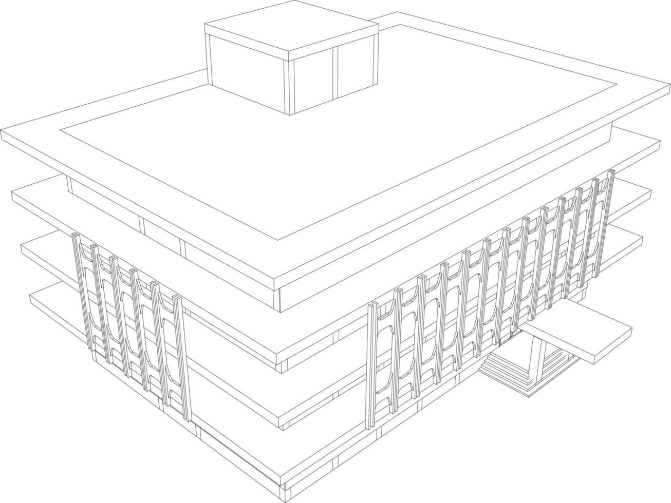 3d illustratie van gebouw project vector