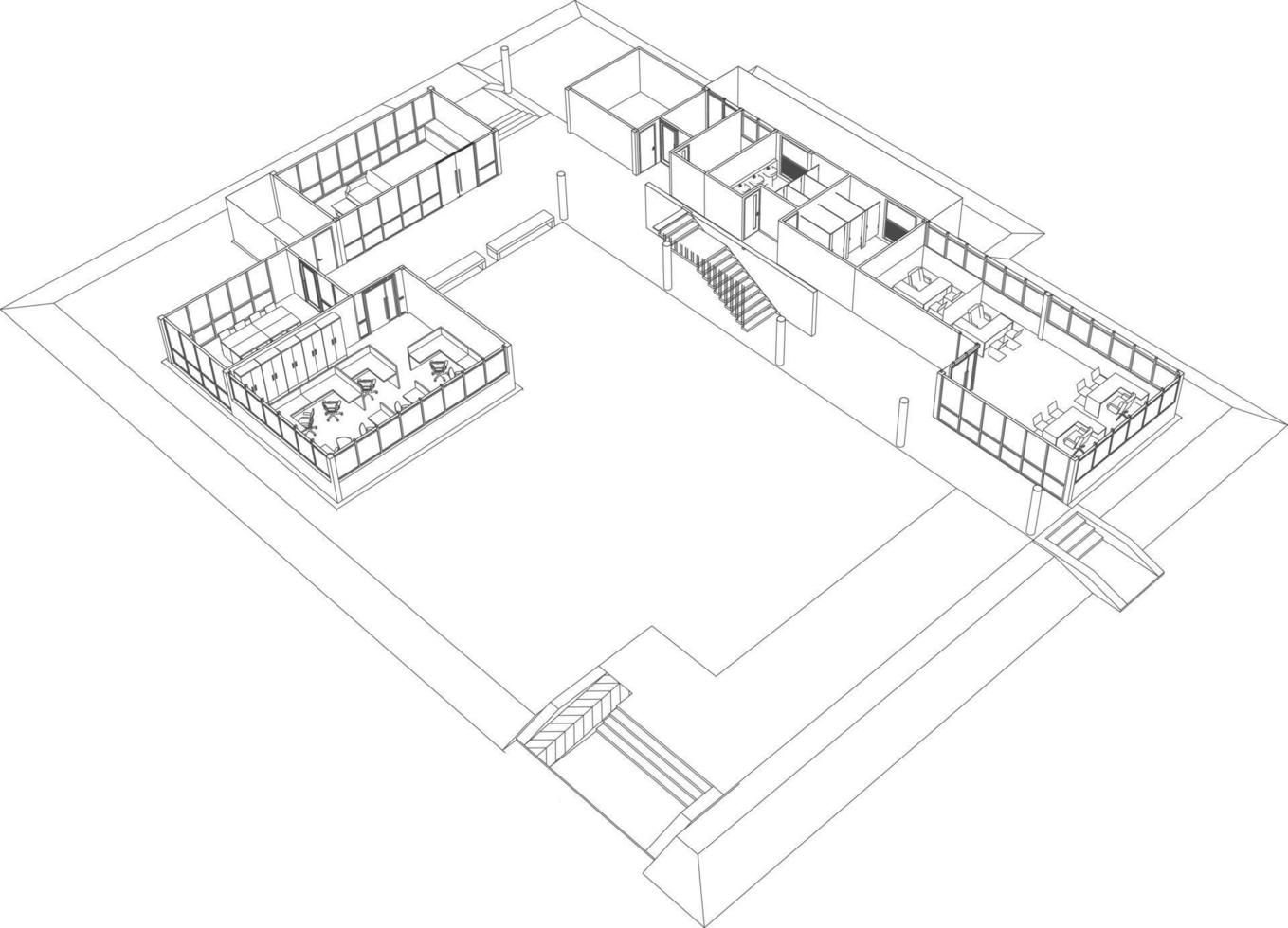 3d illustratie van gebouw project vector