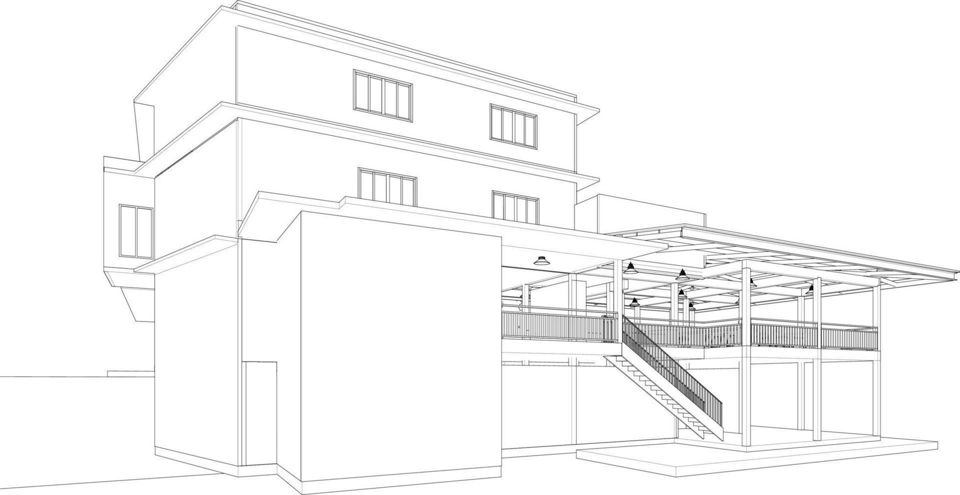 3d illustratie van gebouw project vector