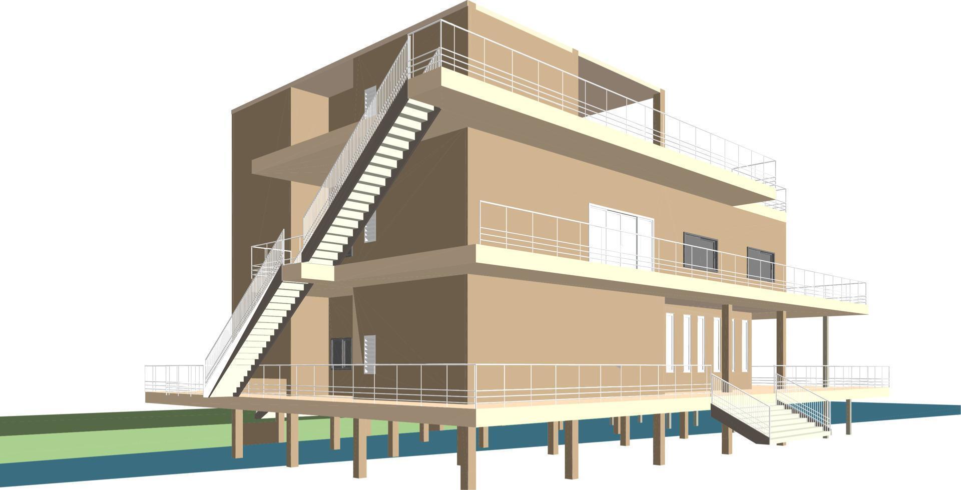 3d illustratie van gebouw project vector