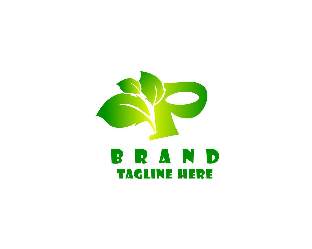vector illustratie van brief p en blad voor icoon, symbool of logo. geschikt voor biologisch voedsel Product logos of vegetarisch restaurants