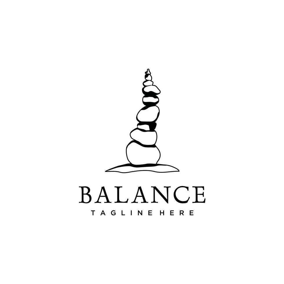 steen rots balanceren logo ontwerp spa welzijn vector embleem illustratie