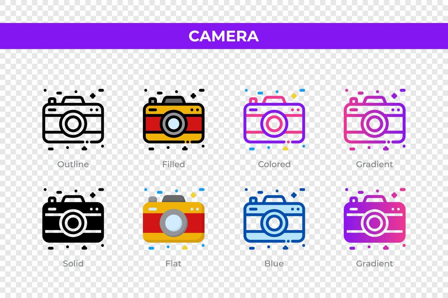 camera pictogrammen in verschillend stijl. camera pictogrammen set. vakantie symbool. verschillend stijl pictogrammen set. vector illustratie